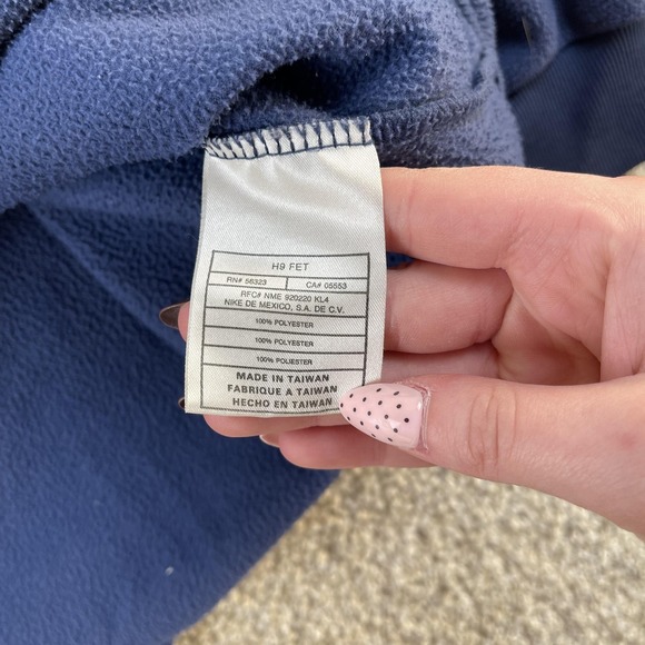 Y2K Nike Sweatshirt Mens XL Blue Fleece Pullover Crewneck Solid Blank Casual Top - Picture 4 of 9